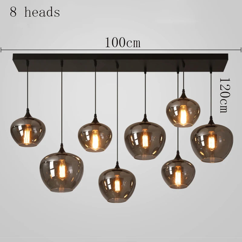 Smoked Amber Glass Multi-Pendant Chandelier