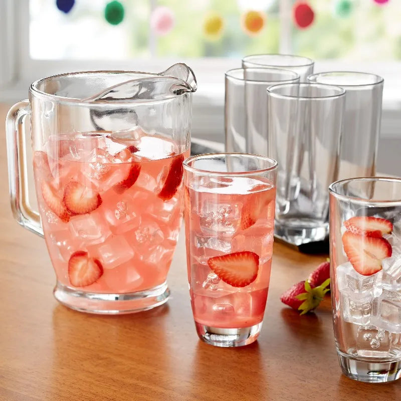 Clear Glass Pitcher & Tumbler Set