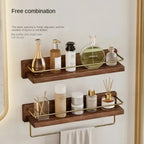Walnut Wood Floating Bathroom Shelf