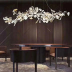 Sculptural Floral Leaf Linear Chandelier — Nature-Inspired Dining Room Pendant