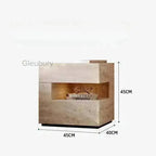 Travertine Stone Nightstand with LED Light Strip