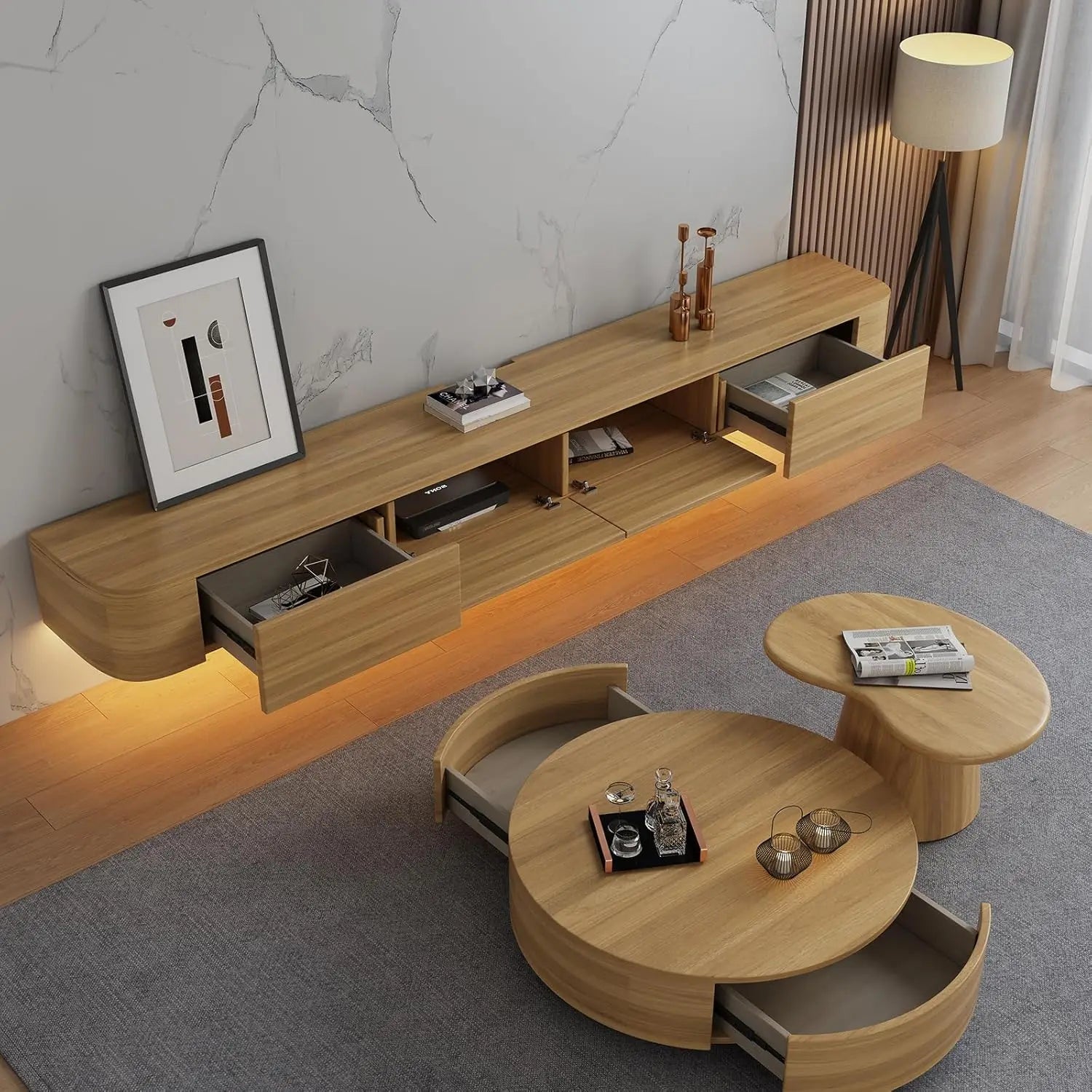 Floating LED TV Cabinet