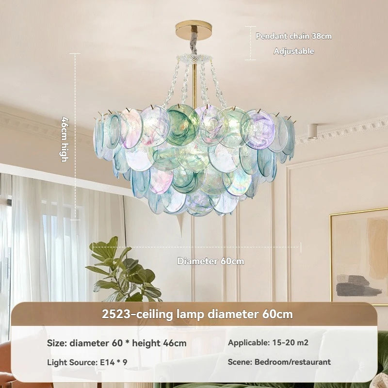 Iridescent Glass Disc Chandelier