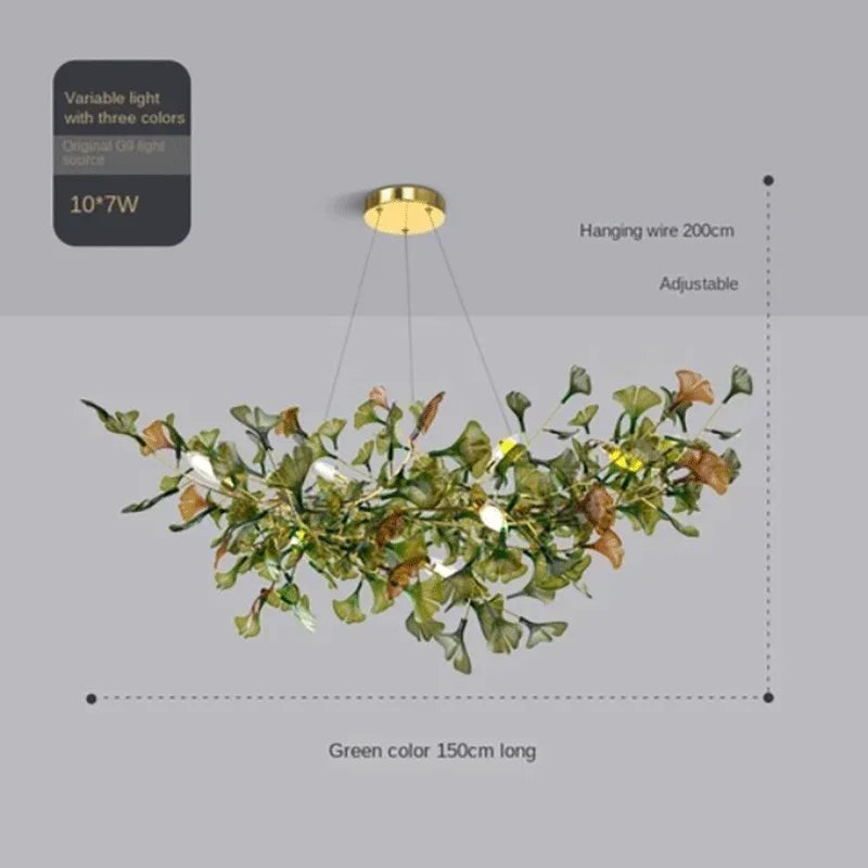 Enchanted Botanical Leaf Island Chandelier — Indoor Garden Pendant Light