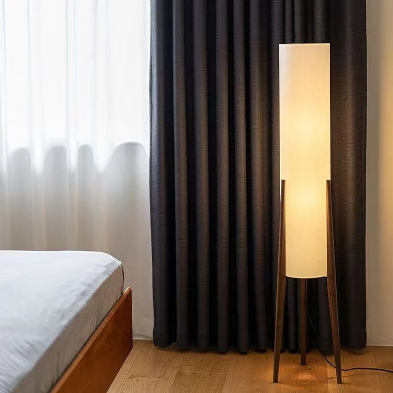 Scandinavian Wood Tripod Column Floor Lamp