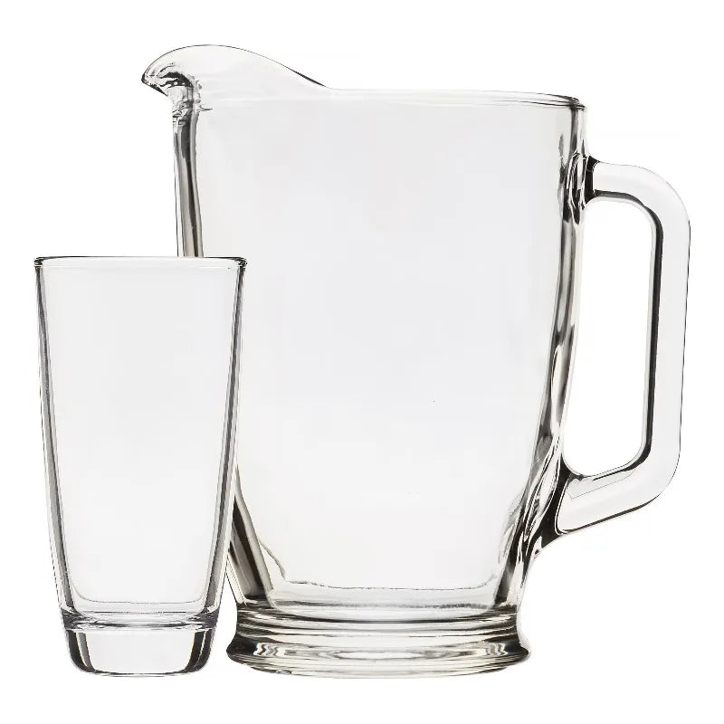 Clear Glass Pitcher & Tumbler Set