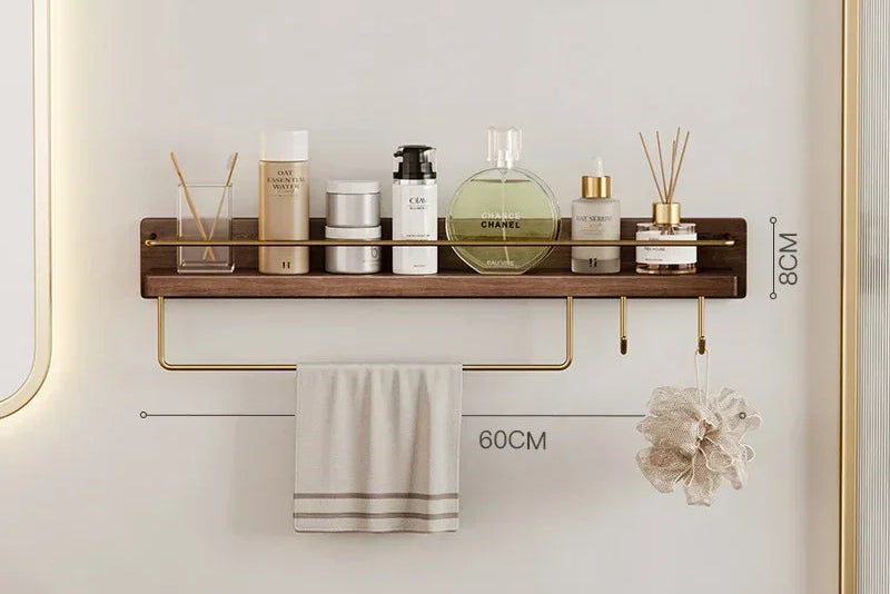 Walnut Wood Floating Bathroom Shelf