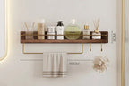 Walnut Wood Floating Bathroom Shelf