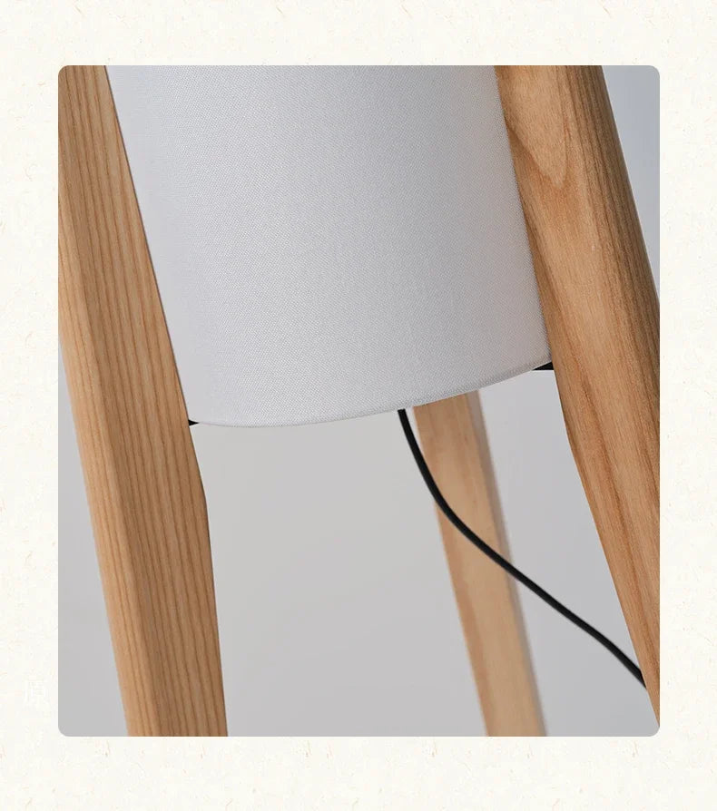 Scandinavian Wood Tripod Column Floor Lamp