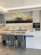 Sculptural Floral Leaf Linear Chandelier — Nature-Inspired Dining Room Pendant