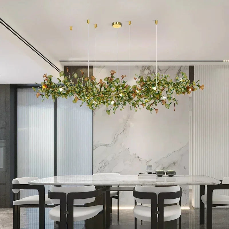 Enchanted Botanical Leaf Island Chandelier — Indoor Garden Pendant Light