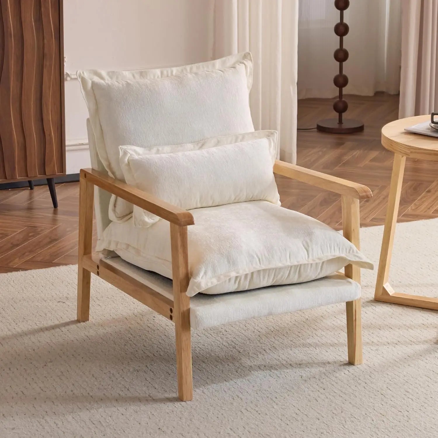 Japandi Solid Wood Accent Chair