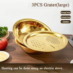 Gold Stainless Steel Multi-Function Grater & Colander Bowl Set