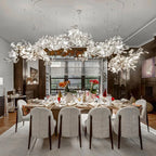 Sculptural Floral Leaf Linear Chandelier — Nature-Inspired Dining Room Pendant