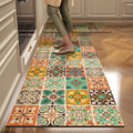 Moroccan Tile Pattern Kitchen Mat Set — Non-Slip Washable Floor Runner for Kitchen & Hallway