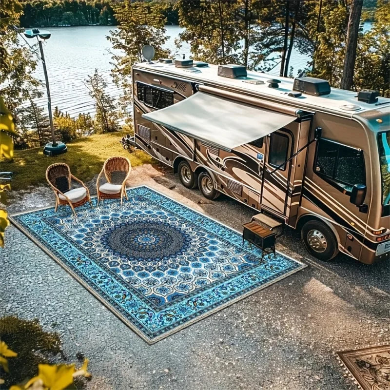 Moroccan Blue Medallion Outdoor Area Rug