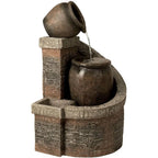 Stacked Garden Jug Outdoor Water Fountain with Brick Base