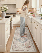Vintage Medallion Kitchen Runner Rug — Washable Non-Slip Mat for Kitchen & Laundry