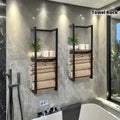 Industrial Wall-Mounted Towel Rack with Shelf