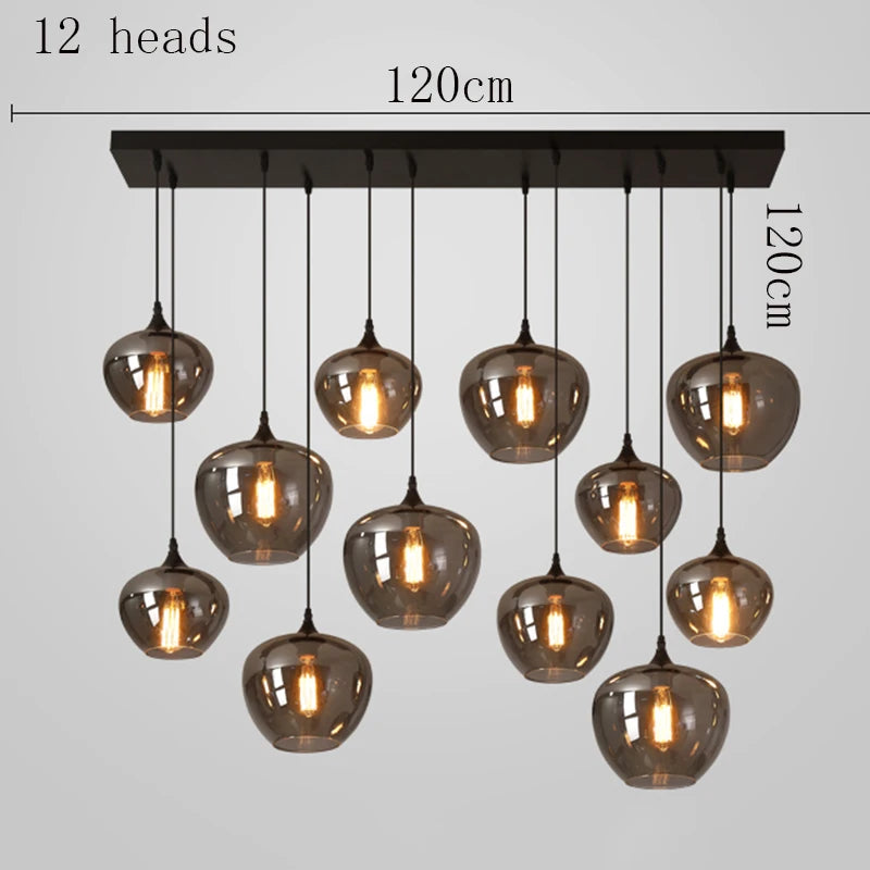 Smoked Amber Glass Multi-Pendant Chandelier