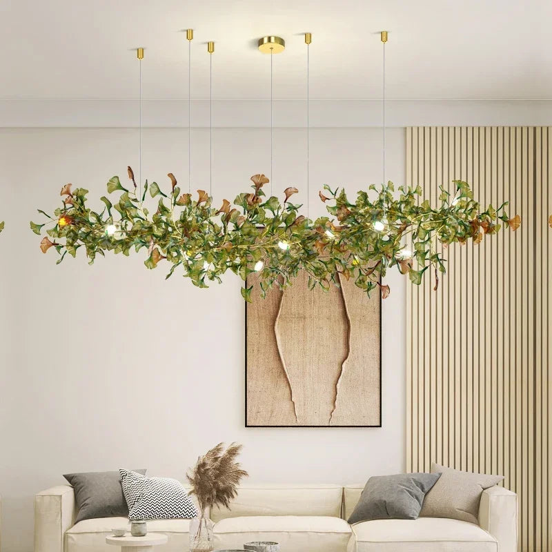Enchanted Botanical Leaf Island Chandelier — Indoor Garden Pendant Light