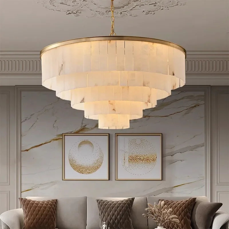 Tiered Cascading Feather Chandelier