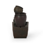 Three-Pot Tiered Cascading Outdoor Water Fountain with LED Lights
