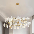 Sculptural Floral Leaf Linear Chandelier — Nature-Inspired Dining Room Pendant