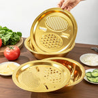 Gold Stainless Steel Multi-Function Grater & Colander Bowl Set