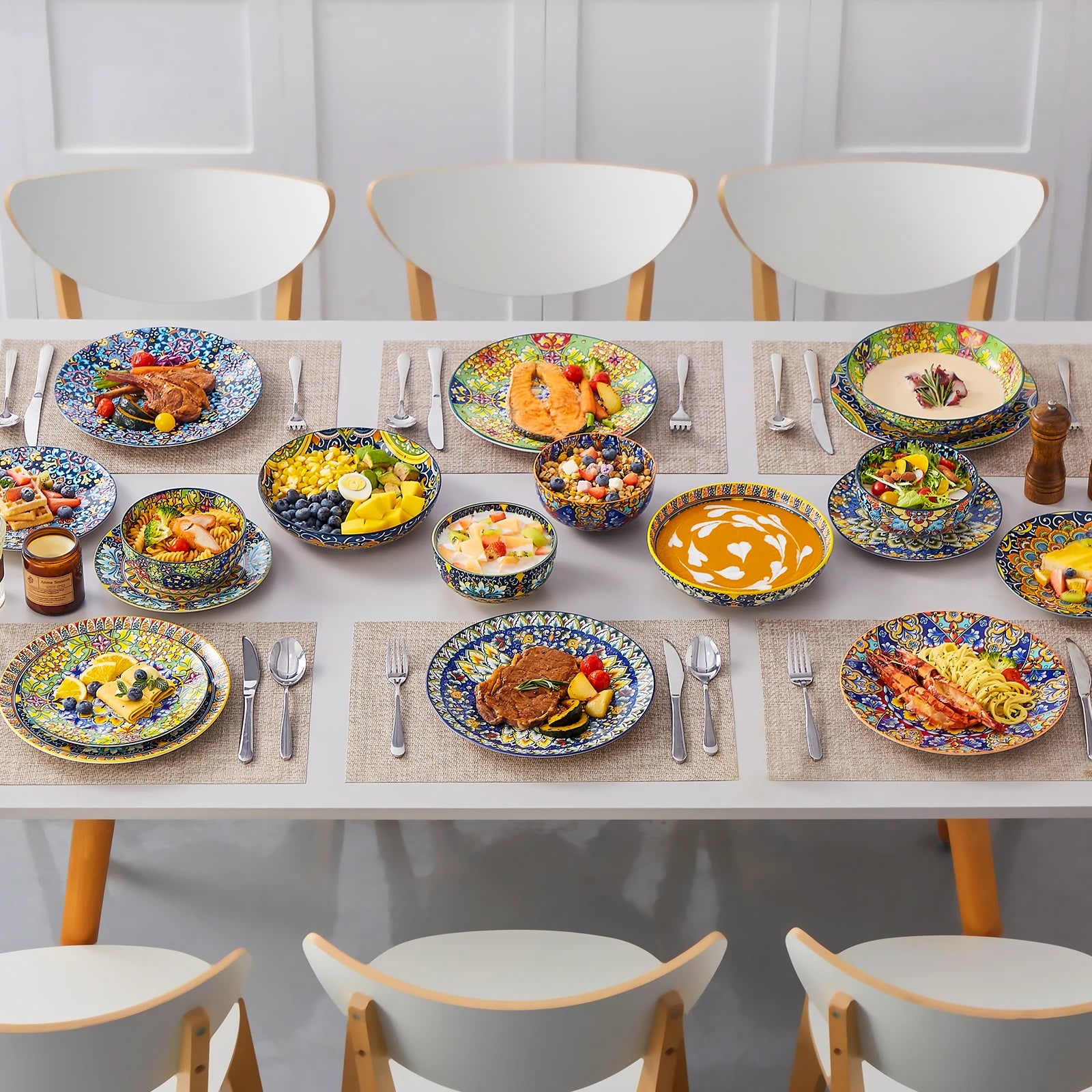 24-Piece Bohemian Mandala Dinnerware Set