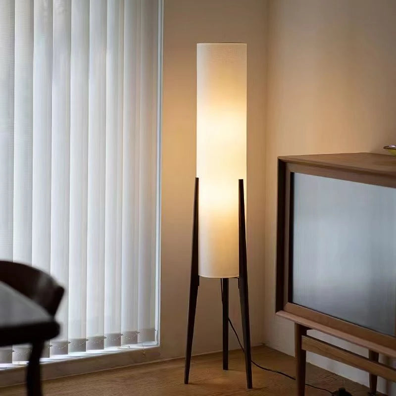 Scandinavian Wood Tripod Column Floor Lamp