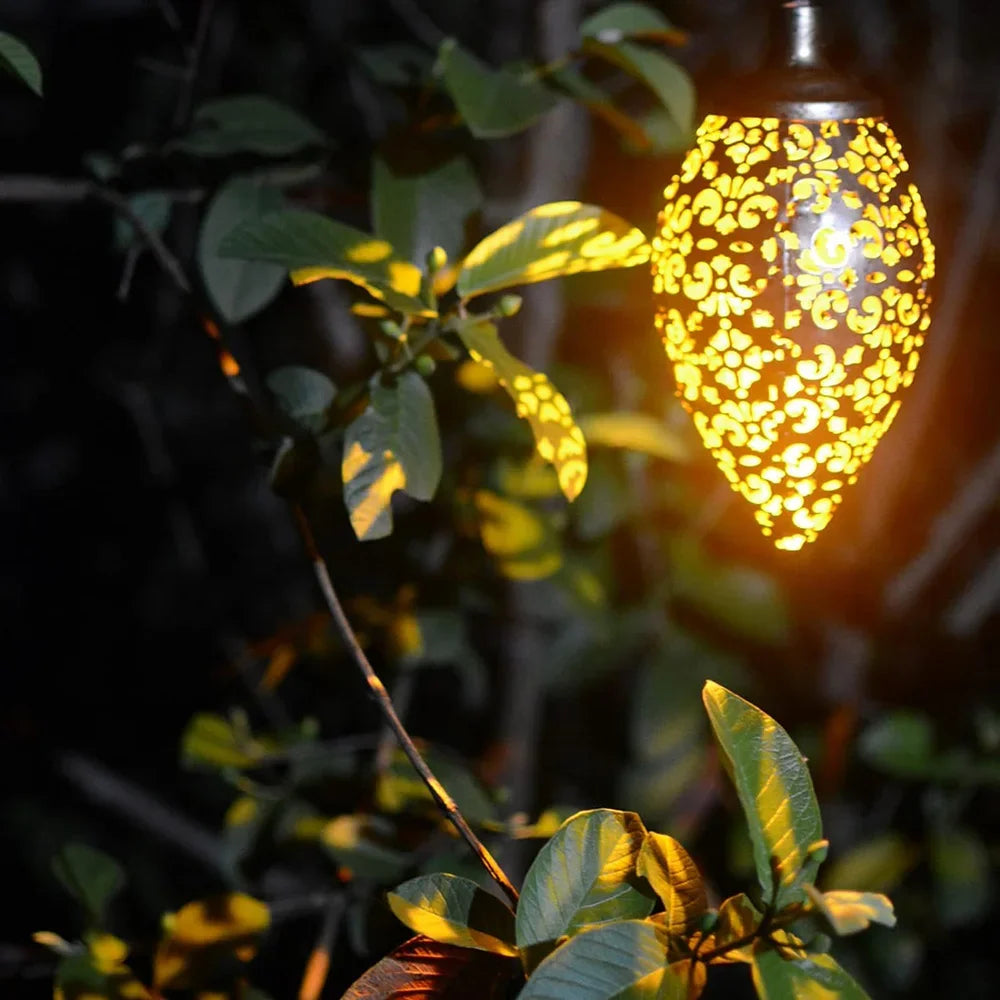 Filigree Teardrop Solar Garden Lantern