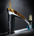Cascade Waterfall Basin Faucet — Black & Gold