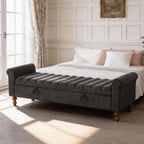 Tufted Storage Bench with Armrests
