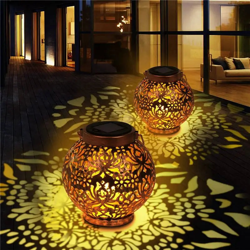 Copper Filigree Solar Lantern Set (4-Pack)