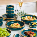 Emerald Gold Rim Ceramic Dinnerware Set
