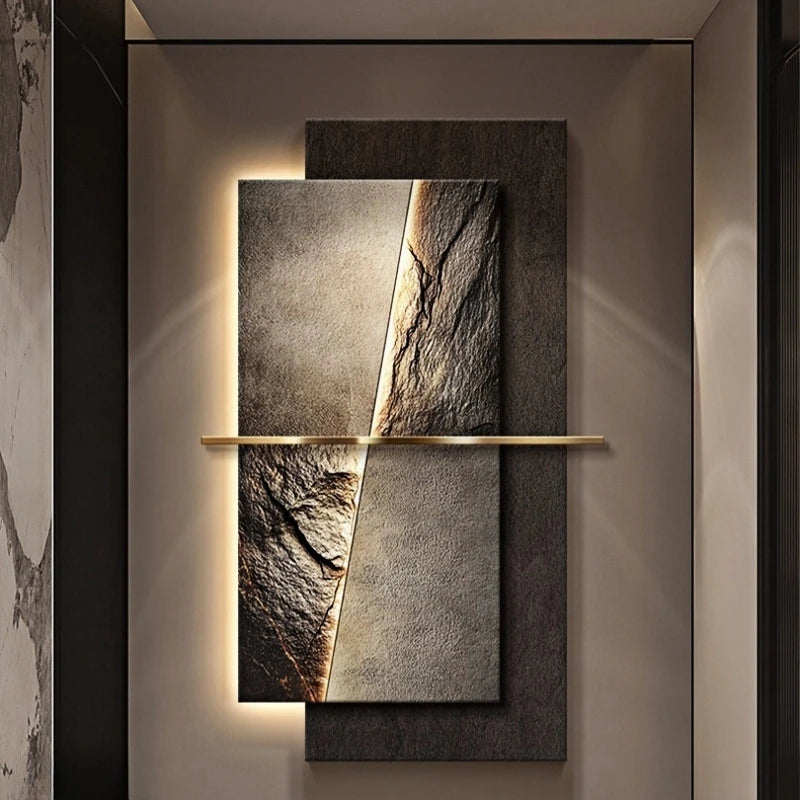 Luxury LED Backlit Stone Texture Wall Art Panel