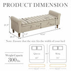 Tufted Storage Bench with Armrests