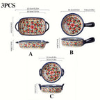 Polish Pottery Style 3-Piece Ceramic Cookware Set