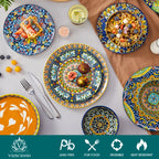 24-Piece Bohemian Mandala Dinnerware Set