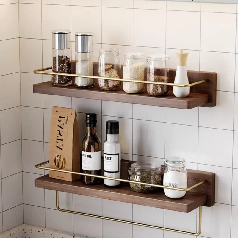 Walnut Wood Floating Bathroom Shelf
