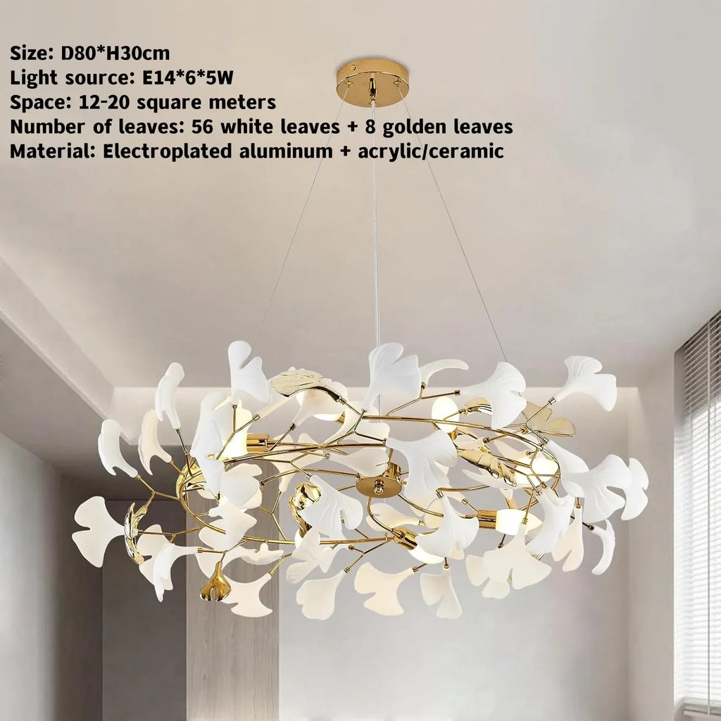 Sculptural Floral Leaf Linear Chandelier — Nature-Inspired Dining Room Pendant