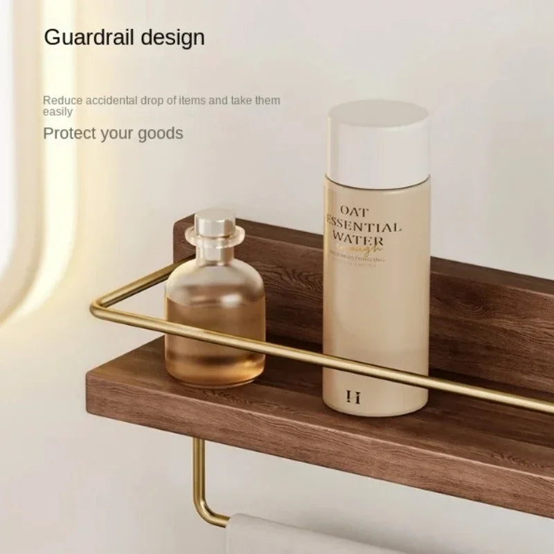 Walnut Wood Floating Bathroom Shelf