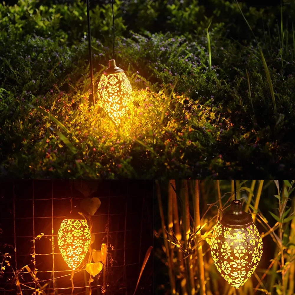 Filigree Teardrop Solar Garden Lantern