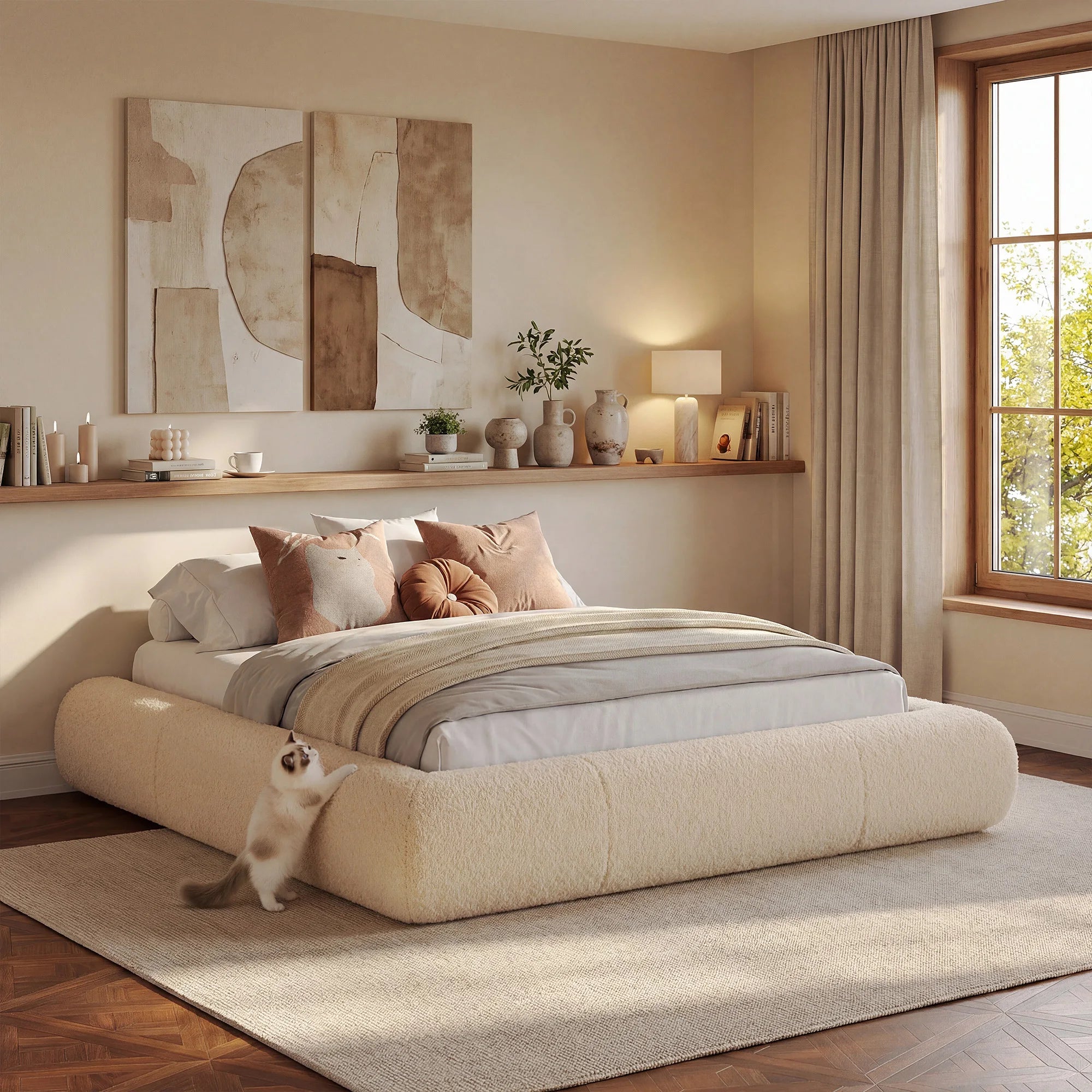 Boucle Teddy Cloud Bed Frame