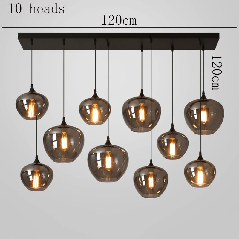 Smoked Amber Glass Multi-Pendant Chandelier