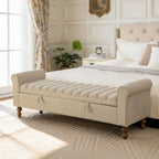 Tufted Storage Bench with Armrests