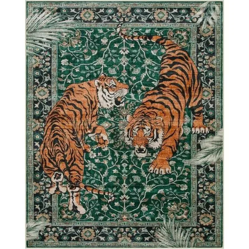 Wild Luxury Tiger Botanical Area Rug