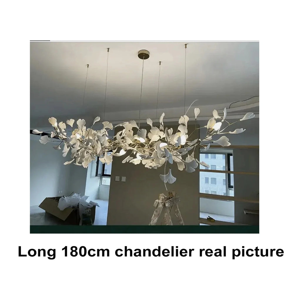 Sculptural Floral Leaf Linear Chandelier — Nature-Inspired Dining Room Pendant