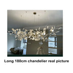 Sculptural Floral Leaf Linear Chandelier — Nature-Inspired Dining Room Pendant